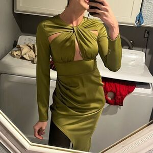 PrettyLittleThing Green Cutout Dress